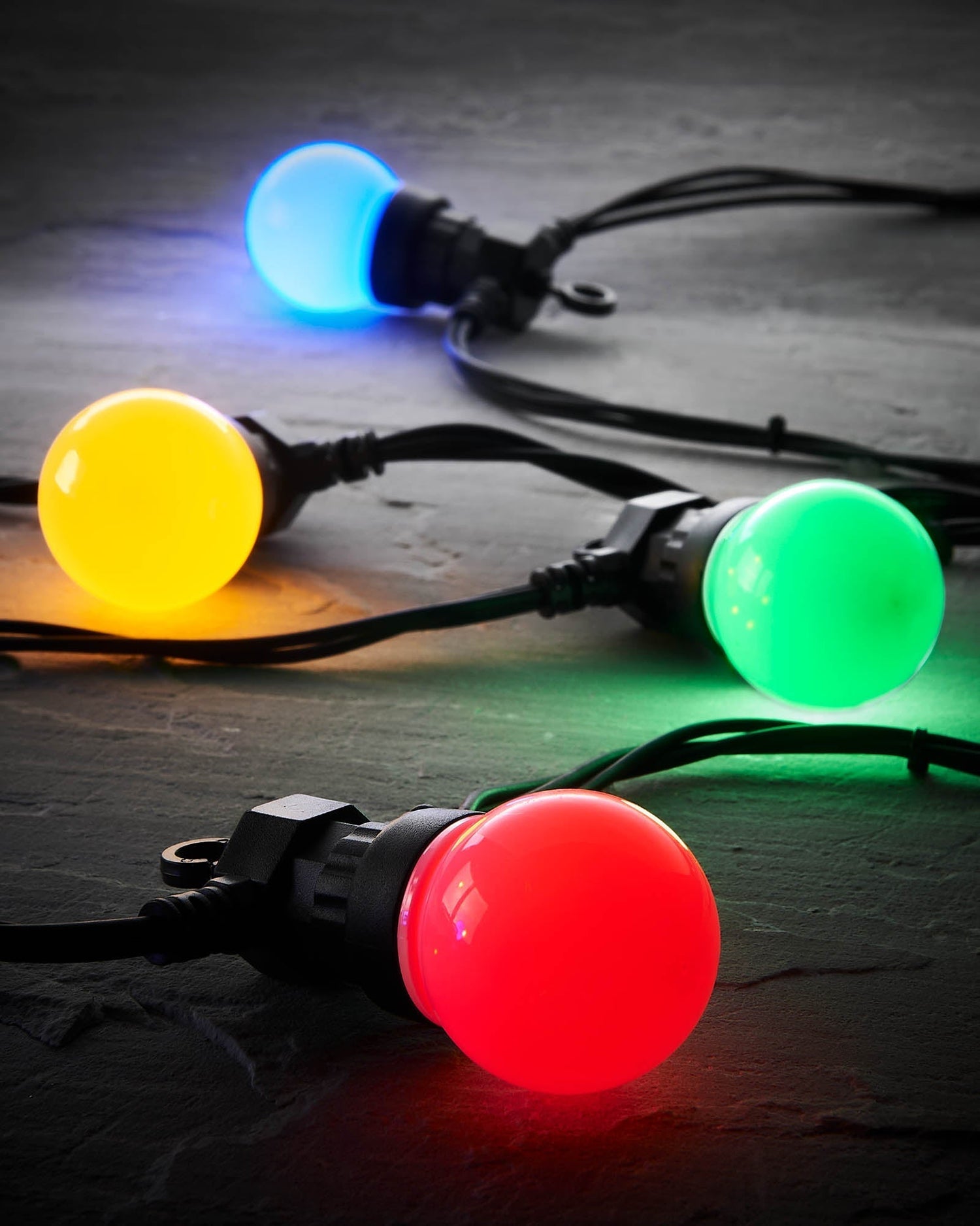 LED Festoon Lights, Black Cable, Multi Colour