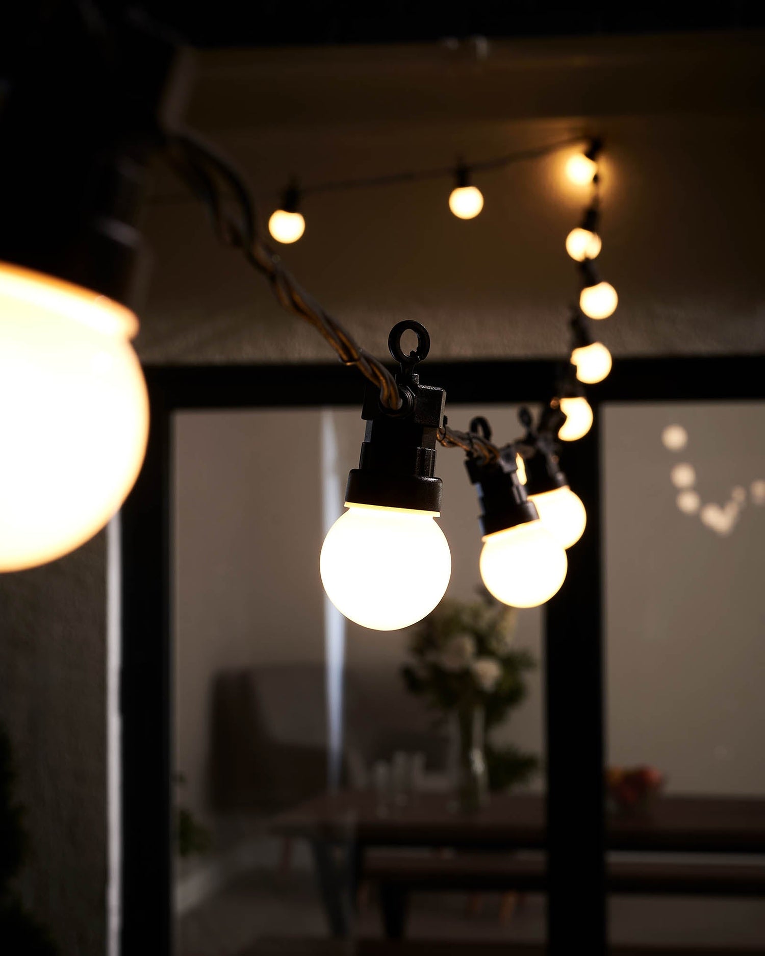 LED Festoon Lights, Black Cable, Warm White - 5 m