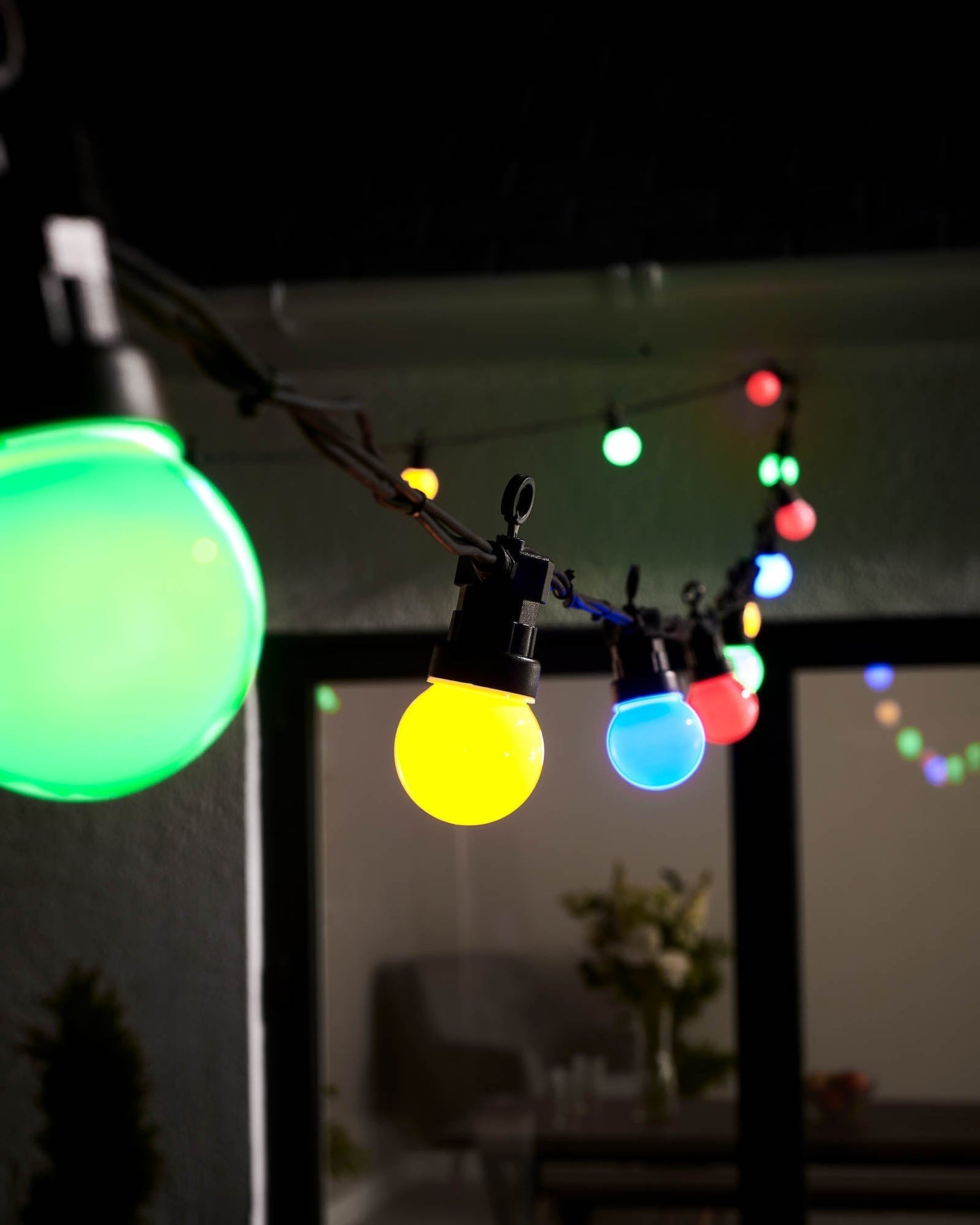 LED Festoon Lights, Black Cable, Multi Colour