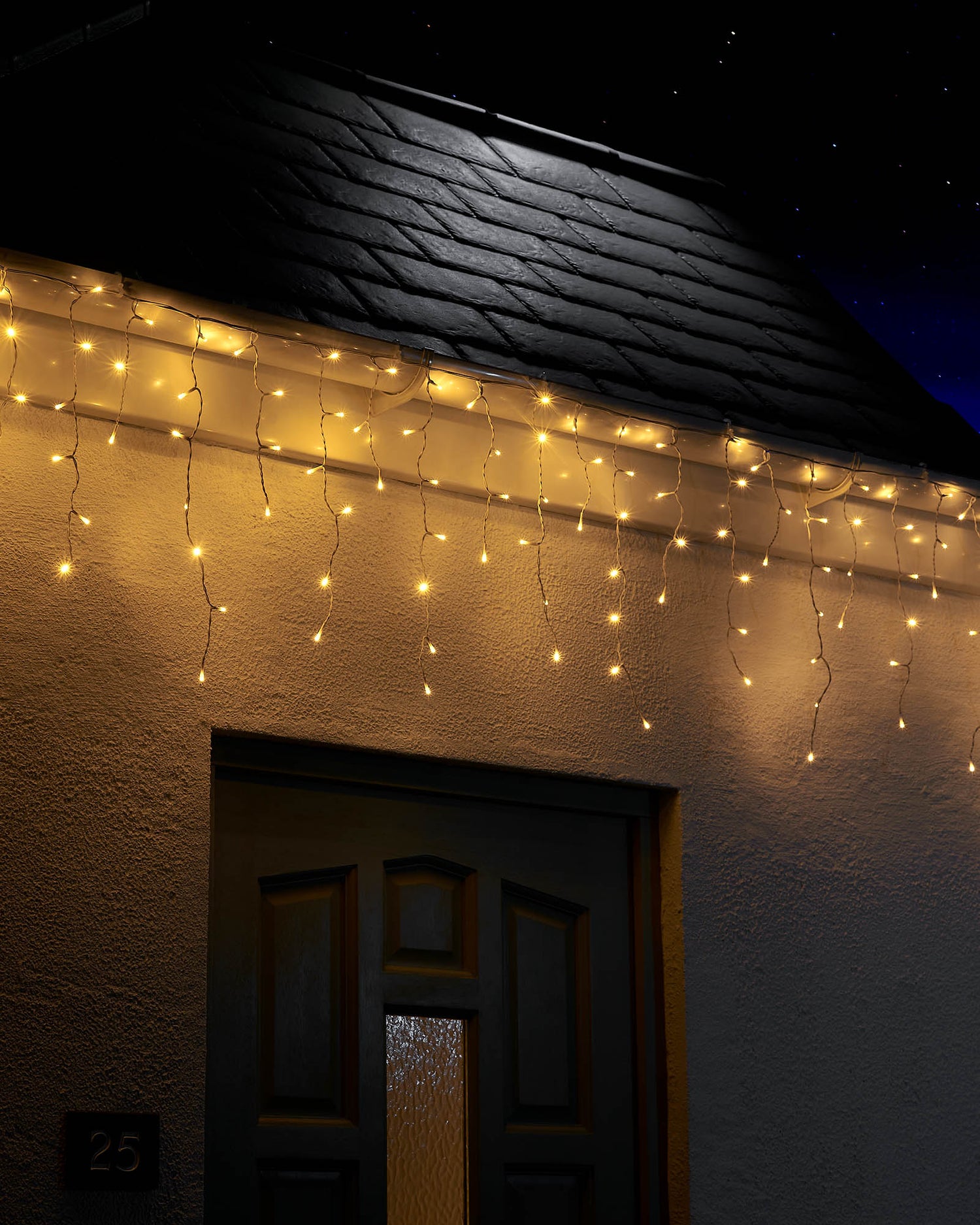 LED Icicle Lights, White Cable, Warm White - 2 m