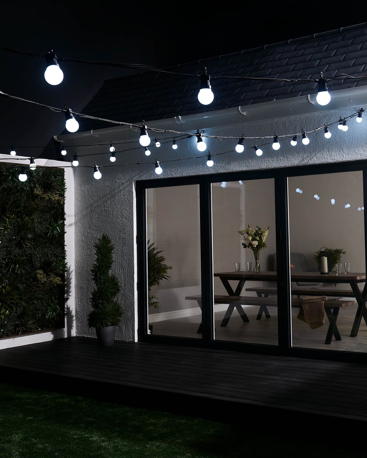 LED Festoon Lights, Black Cable, White