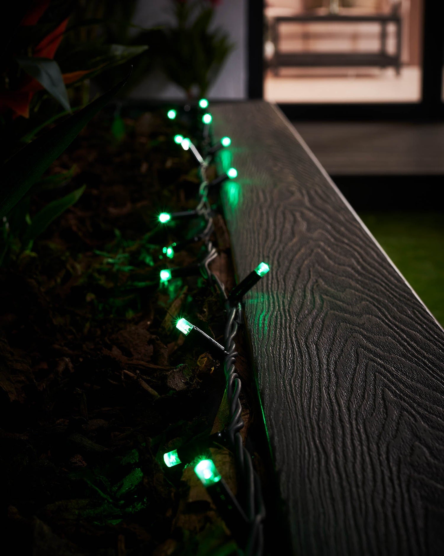 LED String Lights, Black Cable, Green