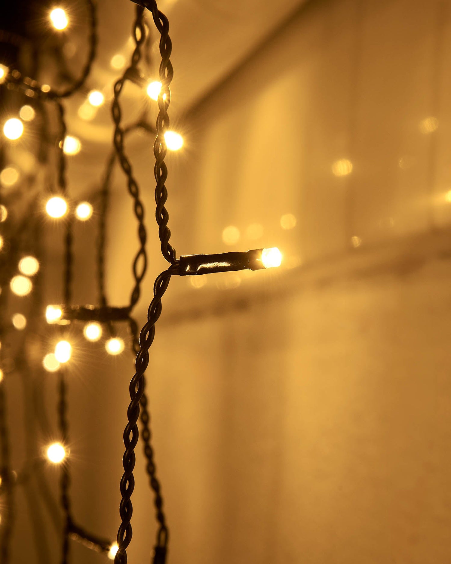 LED Icicle Lights, Black Cable, Warm White