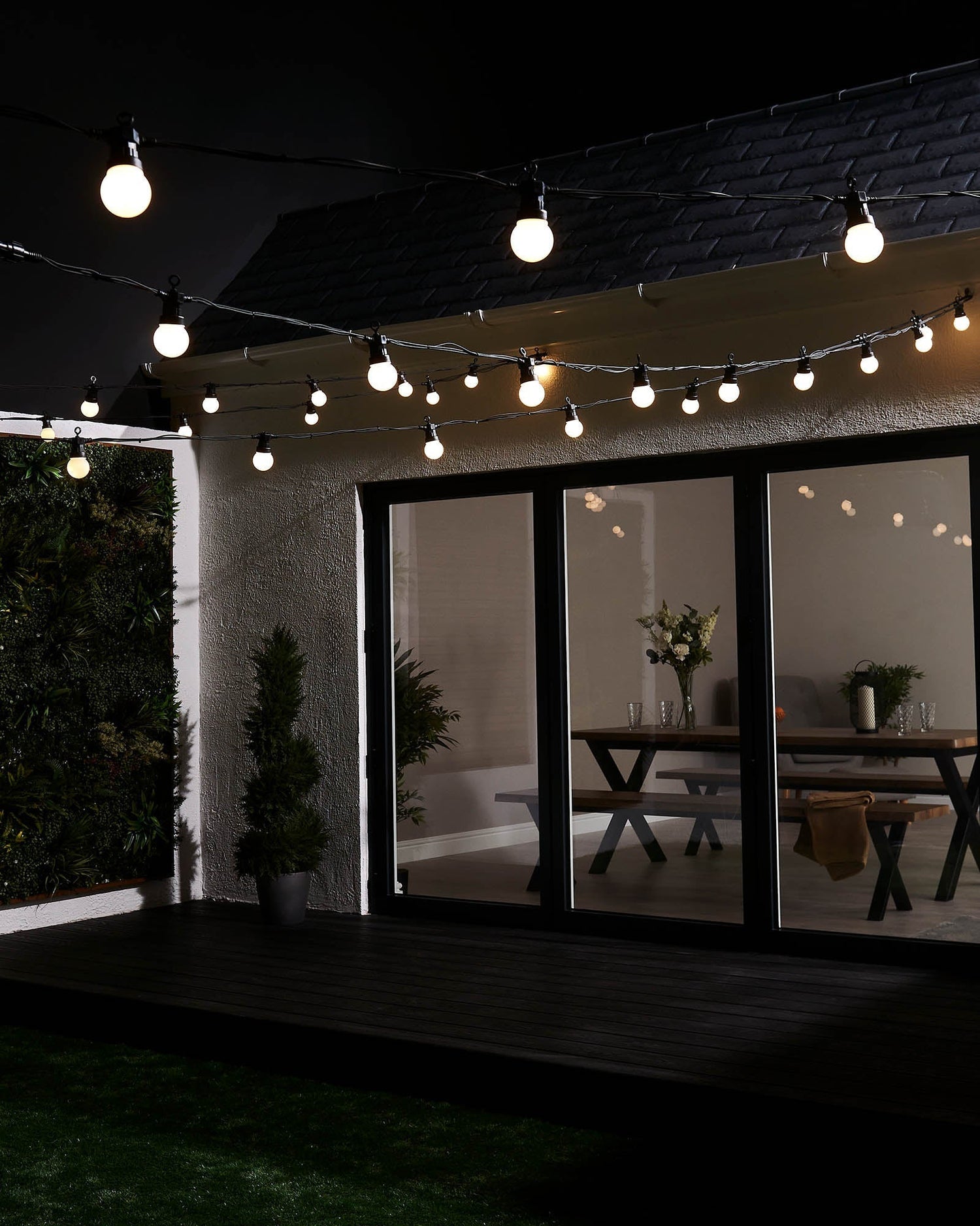 LED Festoon Lights, Black Cable, Warm White