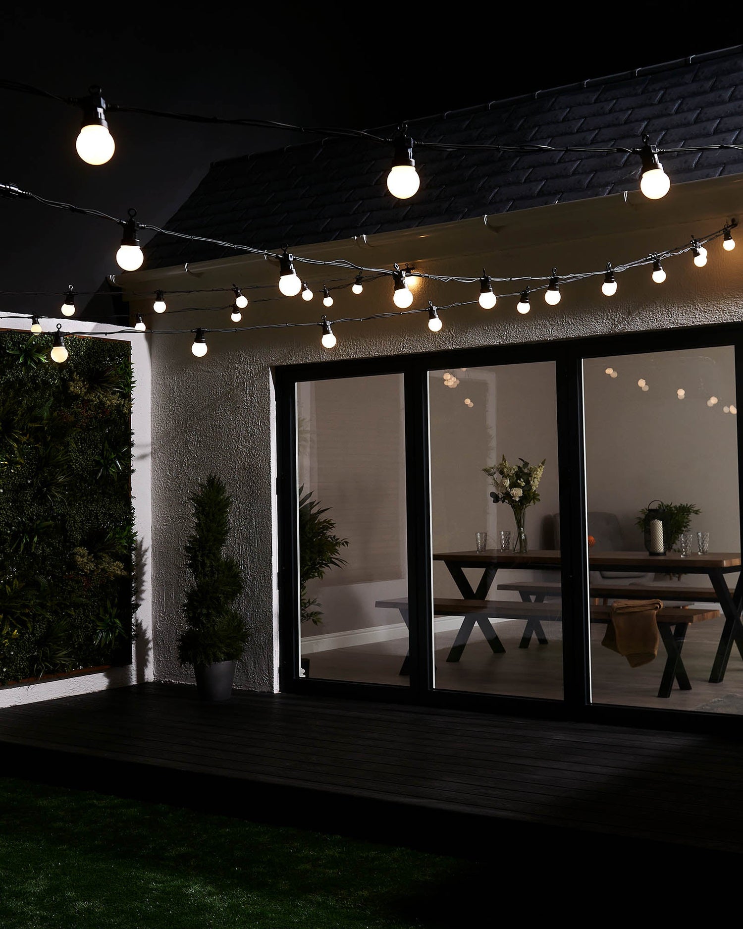 LED Festoon Lights, Black Cable, Warm White - 5 m