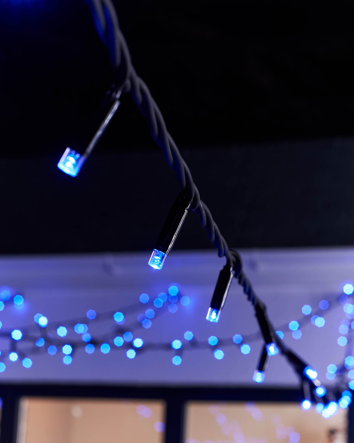 LED String Lights, Black Cable, Blue - 5 m