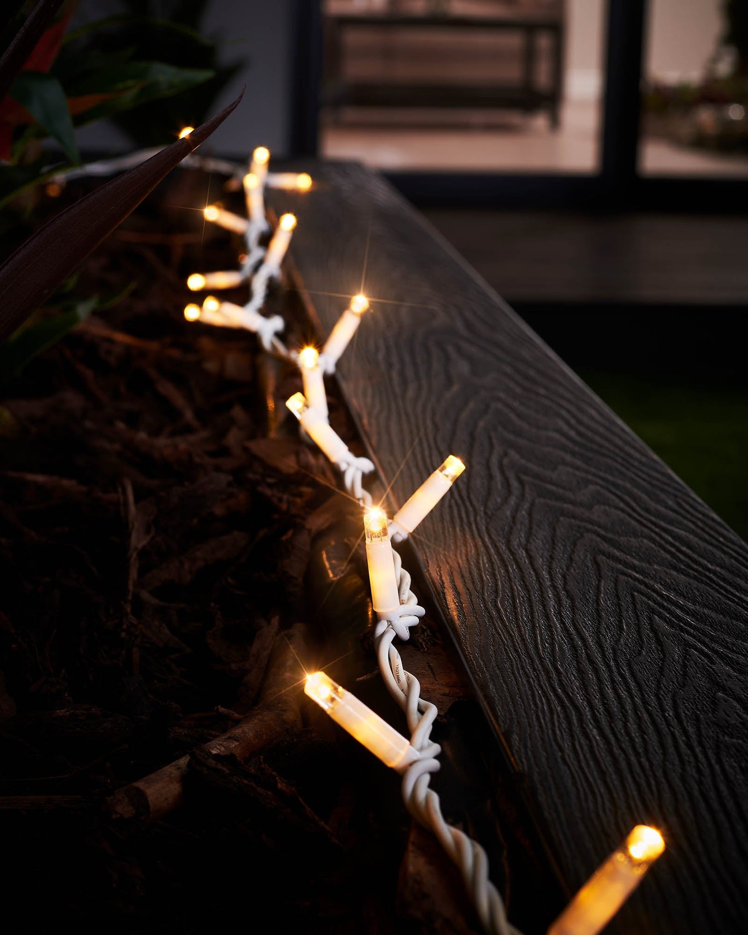 Twinkling LED String Lights, White Cable, Warm White