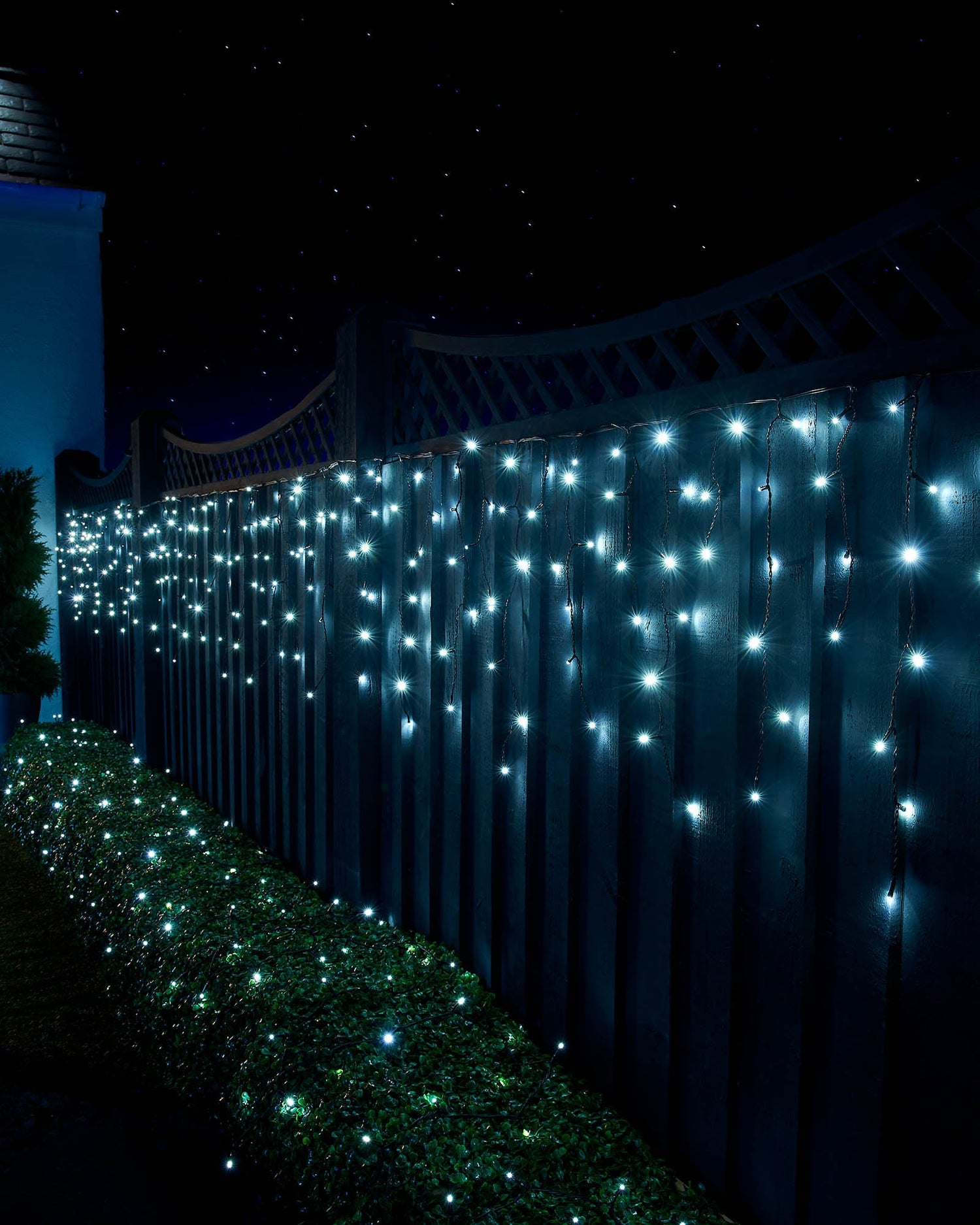 LED Icicle Lights, Black Cable, White