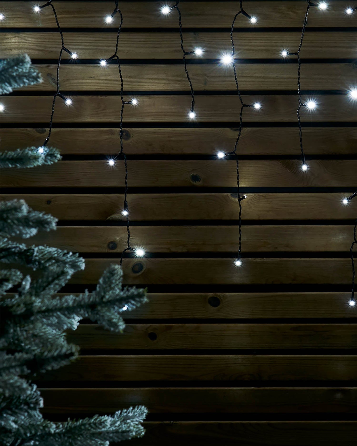 LED Icicle Lights, Black Cable, White