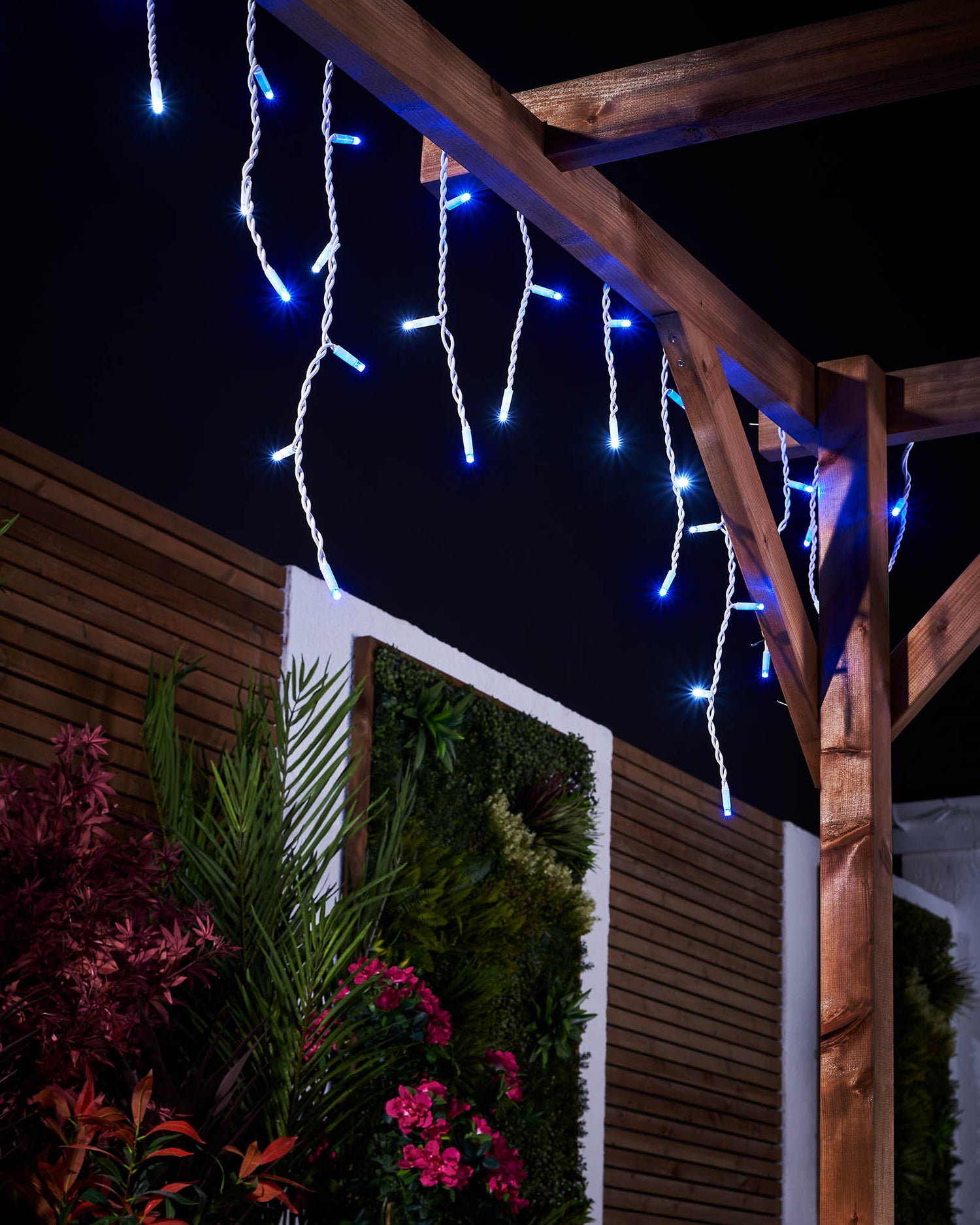 LED Icicle Lights, Blue / White