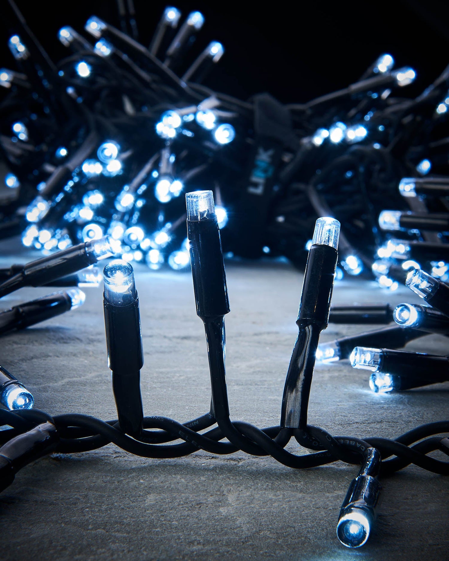 LED Cluster Lights, Black Cable, White