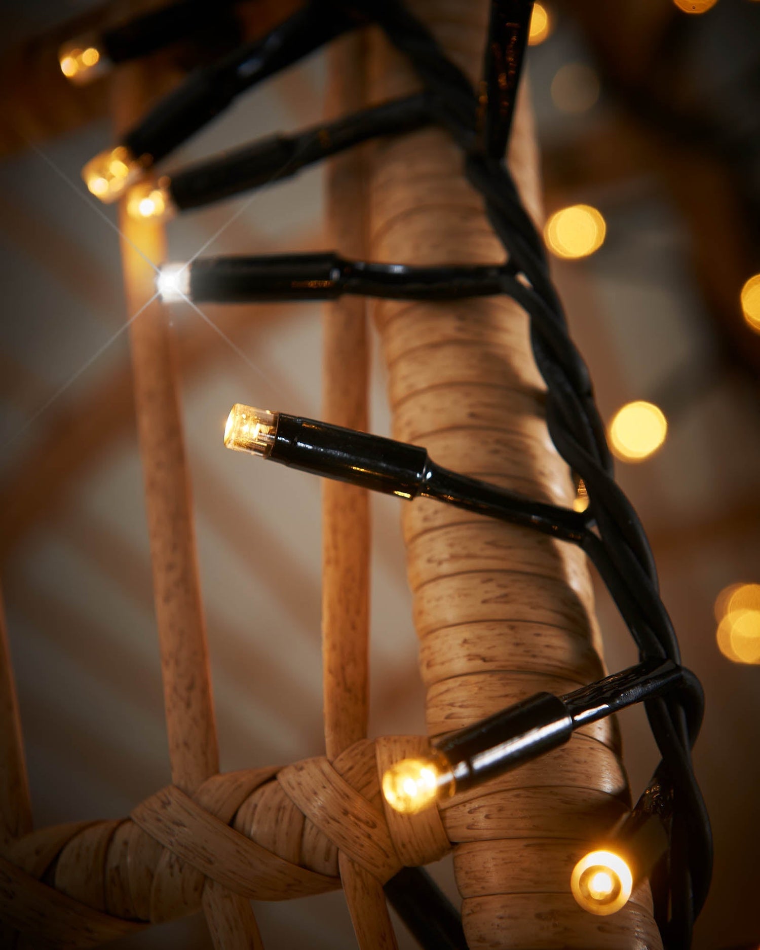 Twinkling LED Cluster Lights, Black Cable, Warm White / White